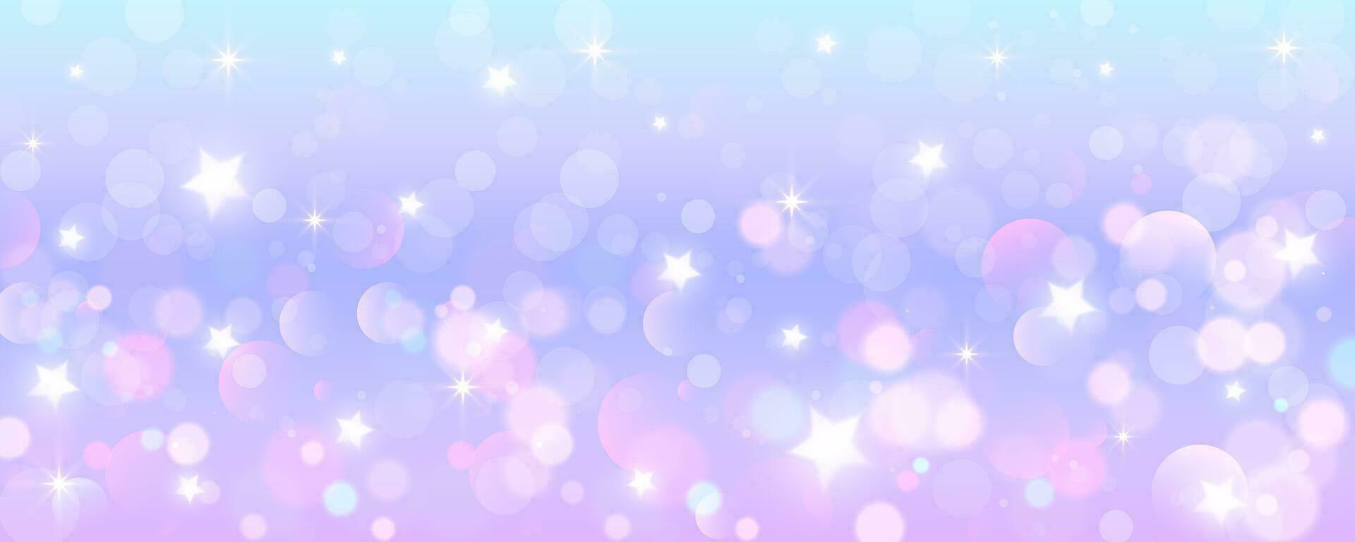 lila enhörning bakgrund. pastell vattenfärg himmel med glitter stjärnor och bokeh. fantasi galax med holografiska textur. magi marmor Plats. vektor