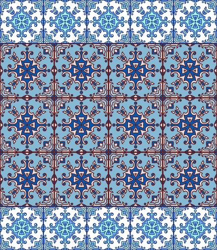 Portugiesische Azulejo-Fliesen. Blauer und weißer herrlicher nahtloser Patte vektor