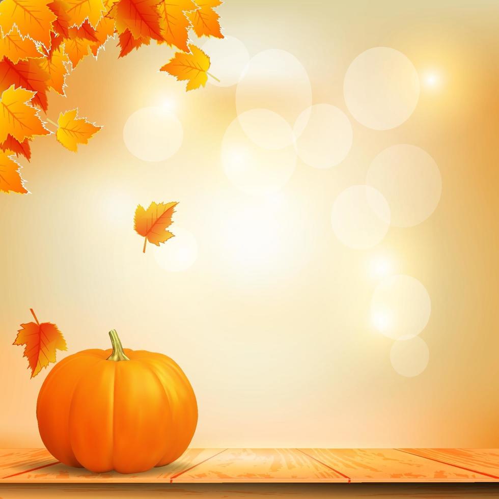 Herbsthintergrund mit Herbstlaub auf dem Tisch. vektor