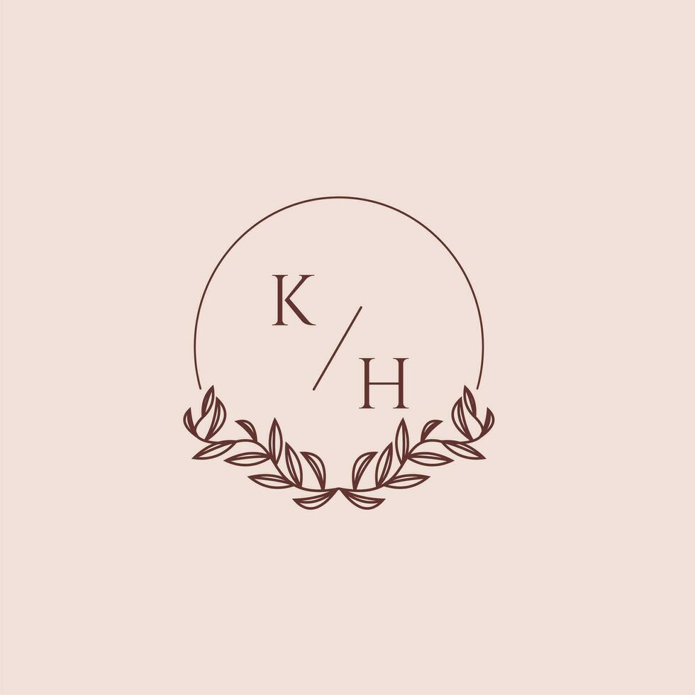 kh Initiale Monogramm Hochzeit mit kreativ Kreis Linie vektor