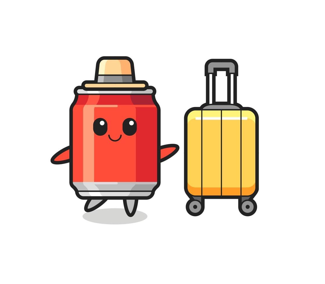 drinkburk tecknad illustration med bagage på semester vektor