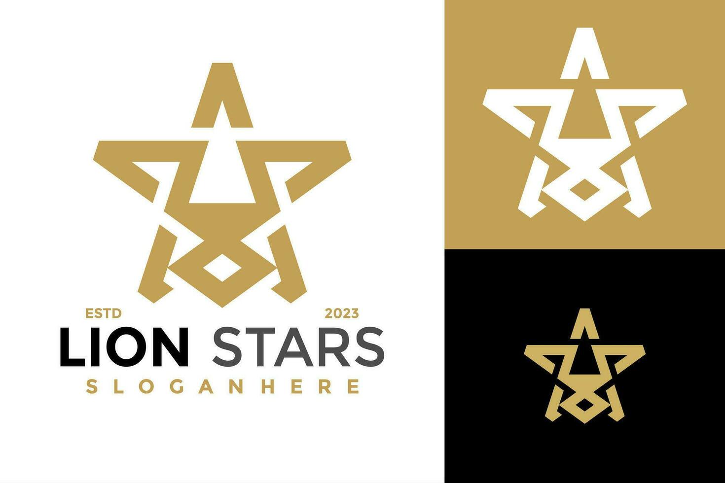 Luxus Löwe Star Logo Design Vektor Symbol Symbol Illustration