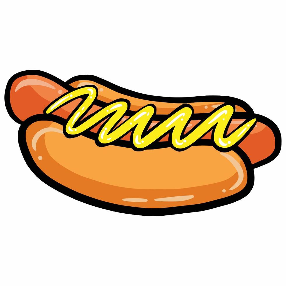 Hotdog-Cartoon-Doodle-Vektor-Illustration vektor