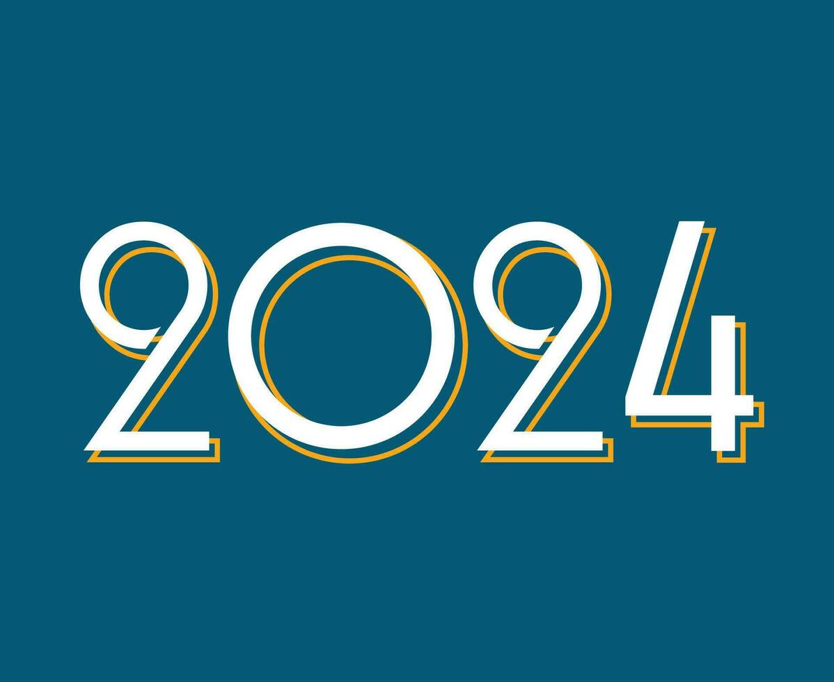 glücklich Neu Jahr 2024 Urlaub abstrakt Gelb und Weiß Grafik Design Vektor Logo Symbol Illustration mit Grün Hintergrund