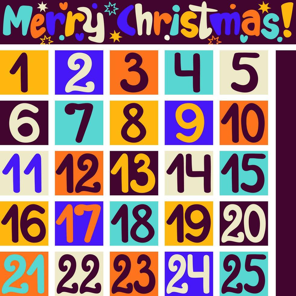 första advent kalender med ljus jul dekoration. nedräkning till jul med tal. xmas tal vektor