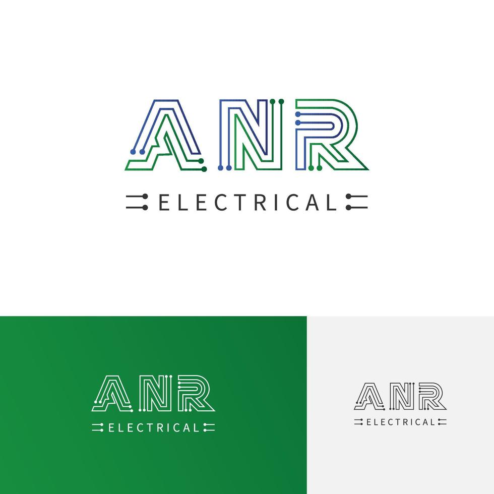 digitales Brieflogo. anr Elektrik-Logo vektor