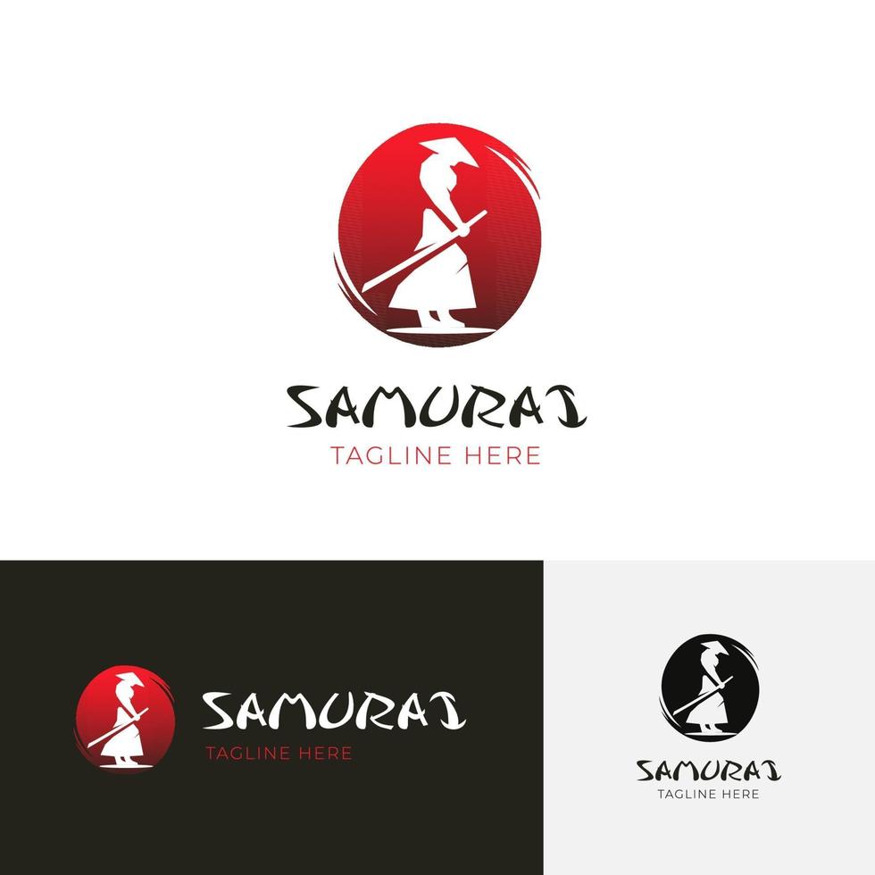 samurai silhuett logotyp formgivningsmall vektor