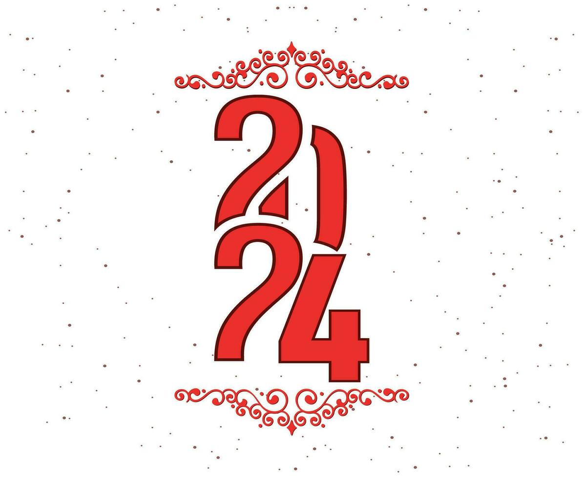 glücklich Neu Jahr 2024 Urlaub abstrakt rot und kastanienbraun Grafik Design Vektor Logo Symbol Illustration