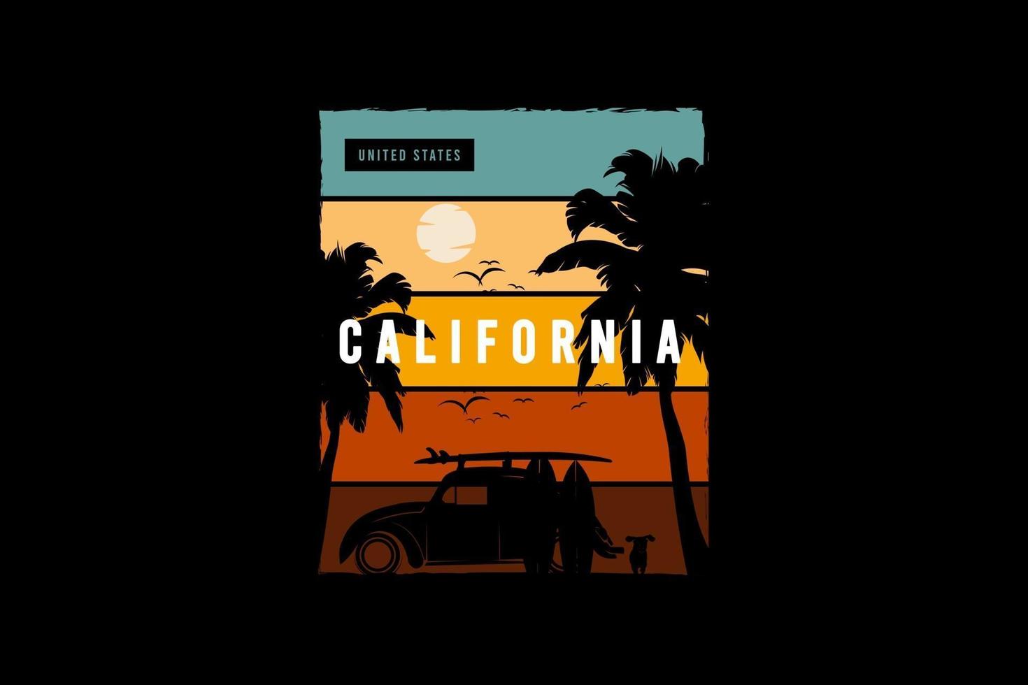 california, retro vintage stil handritning illustration vektor