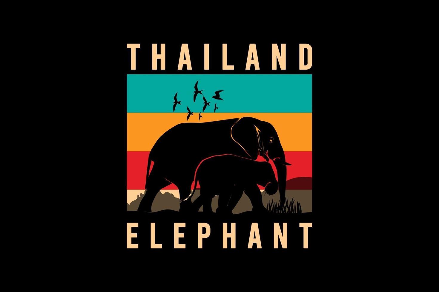thailand elefant, retro vintage stil handritning illustrationa vektor