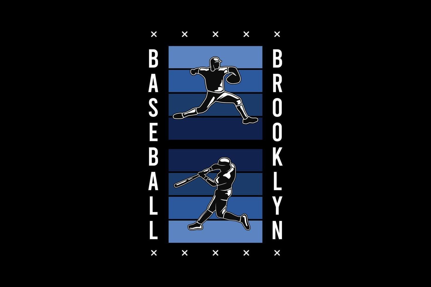 baseball brooklyn, siluett retro vintage stil vektor