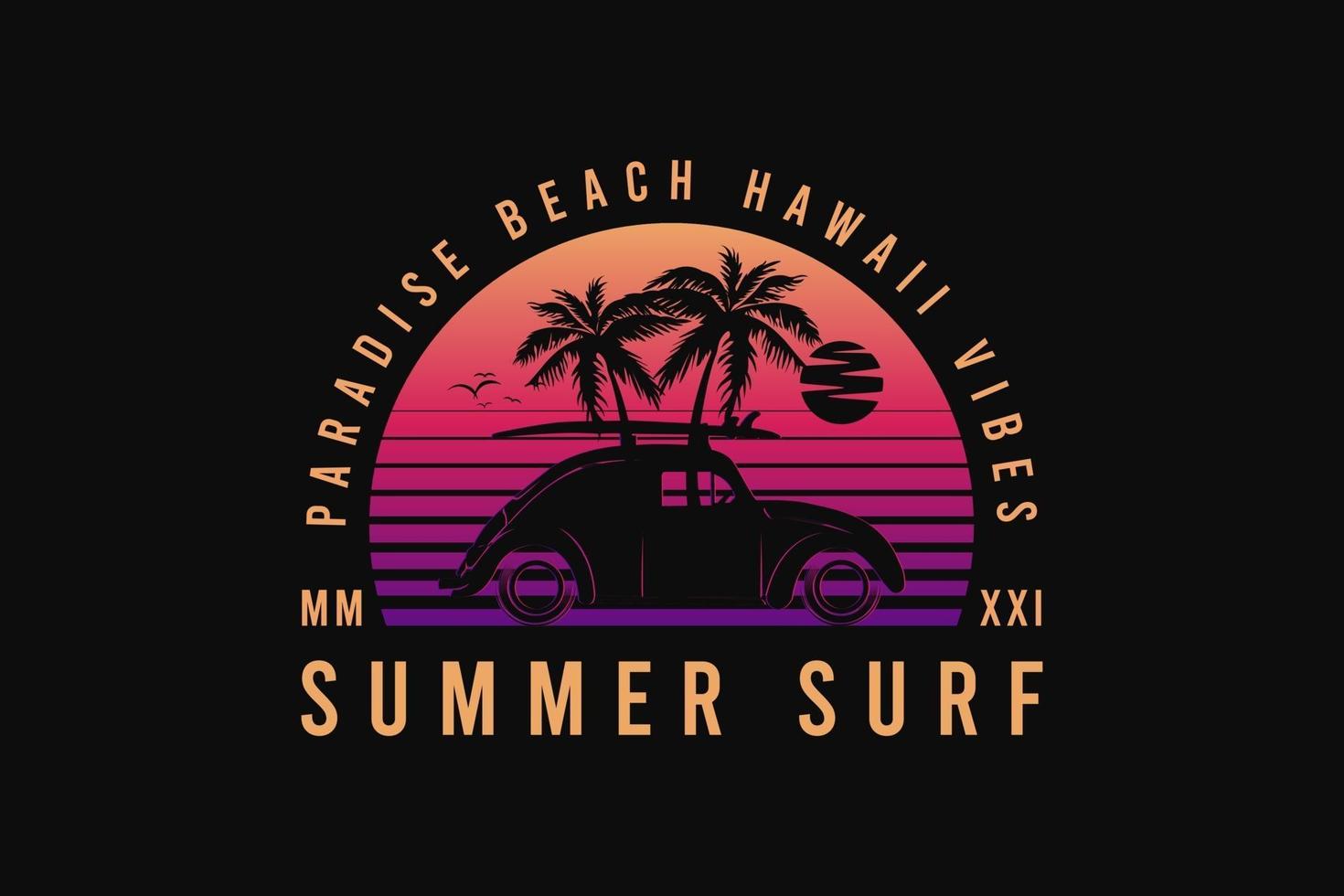 Sommer Surf, Silhouette Retro 80er Jahre Stil vektor