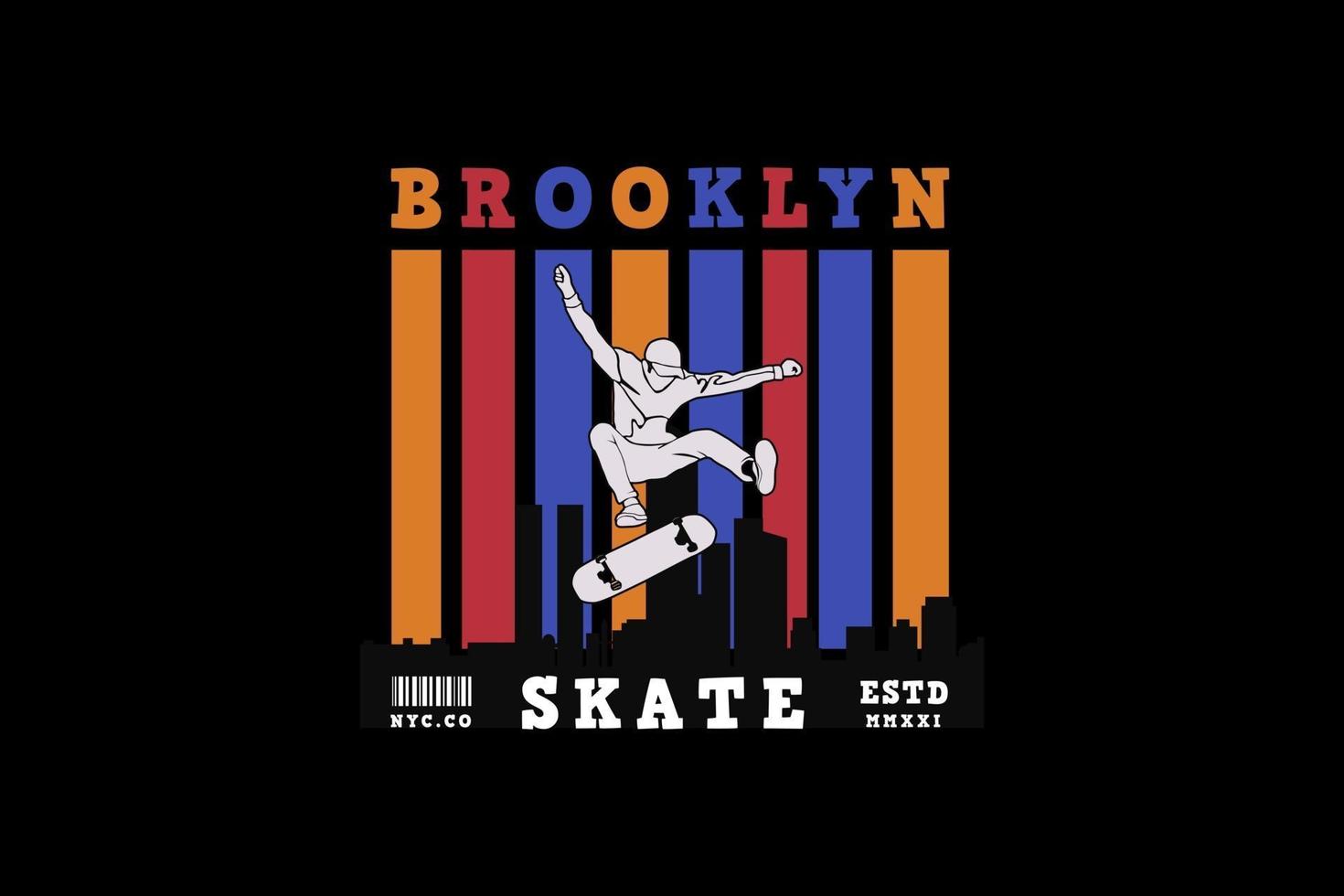 Brooklyn skate, design silhuett retro stil. vektor