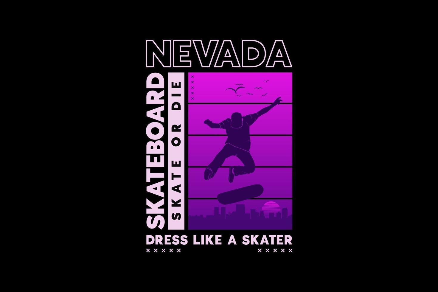 .Nevada-Skateboard, Design-Silhouette-Stil vektor