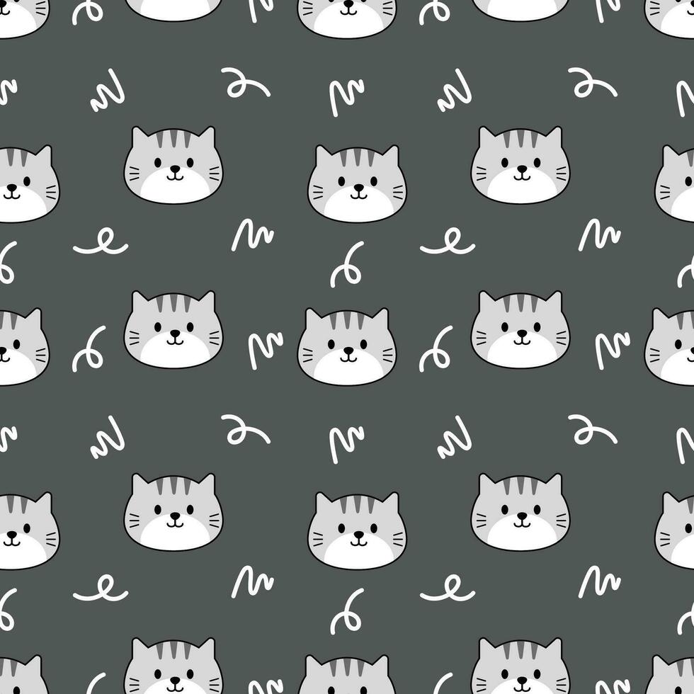 grå katt tecknad serie sömlös mönster bakgrund med grå bakgrund vektor