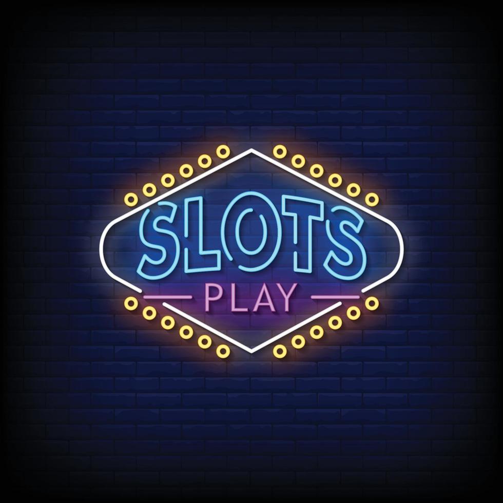 slots spela neon skyltar stil text vektor