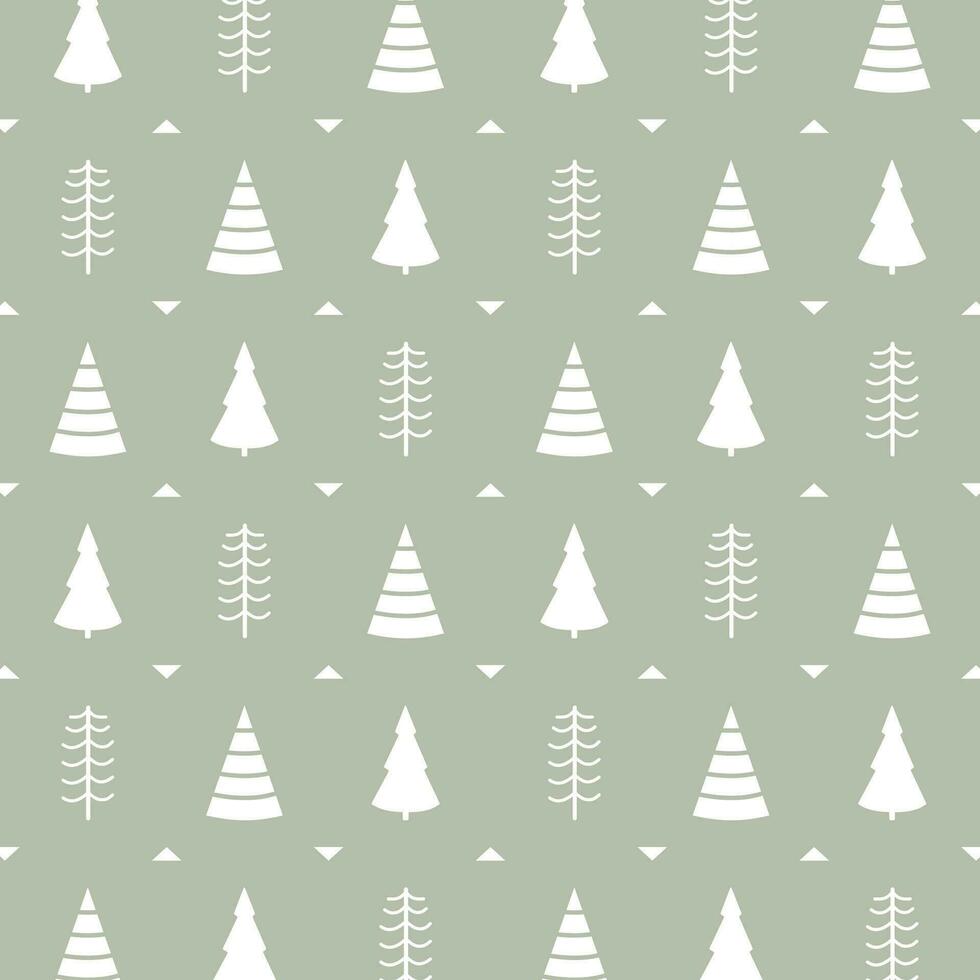 einfach Weiß Weihnachten Bäume Muster vektor