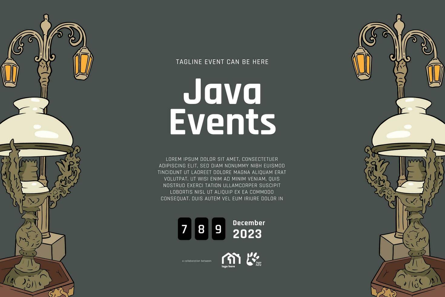 kulturell Veranstaltung Design Layout Vorlage Hintergrund mit Illustration von Solo zentral Java Kultur vektor
