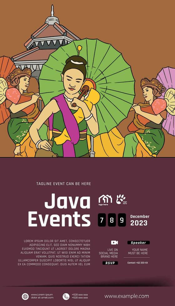 Sozial Medien Post Idee Vorlage mit indonesisch Illustration von Solo Kultur zentral Java vektor