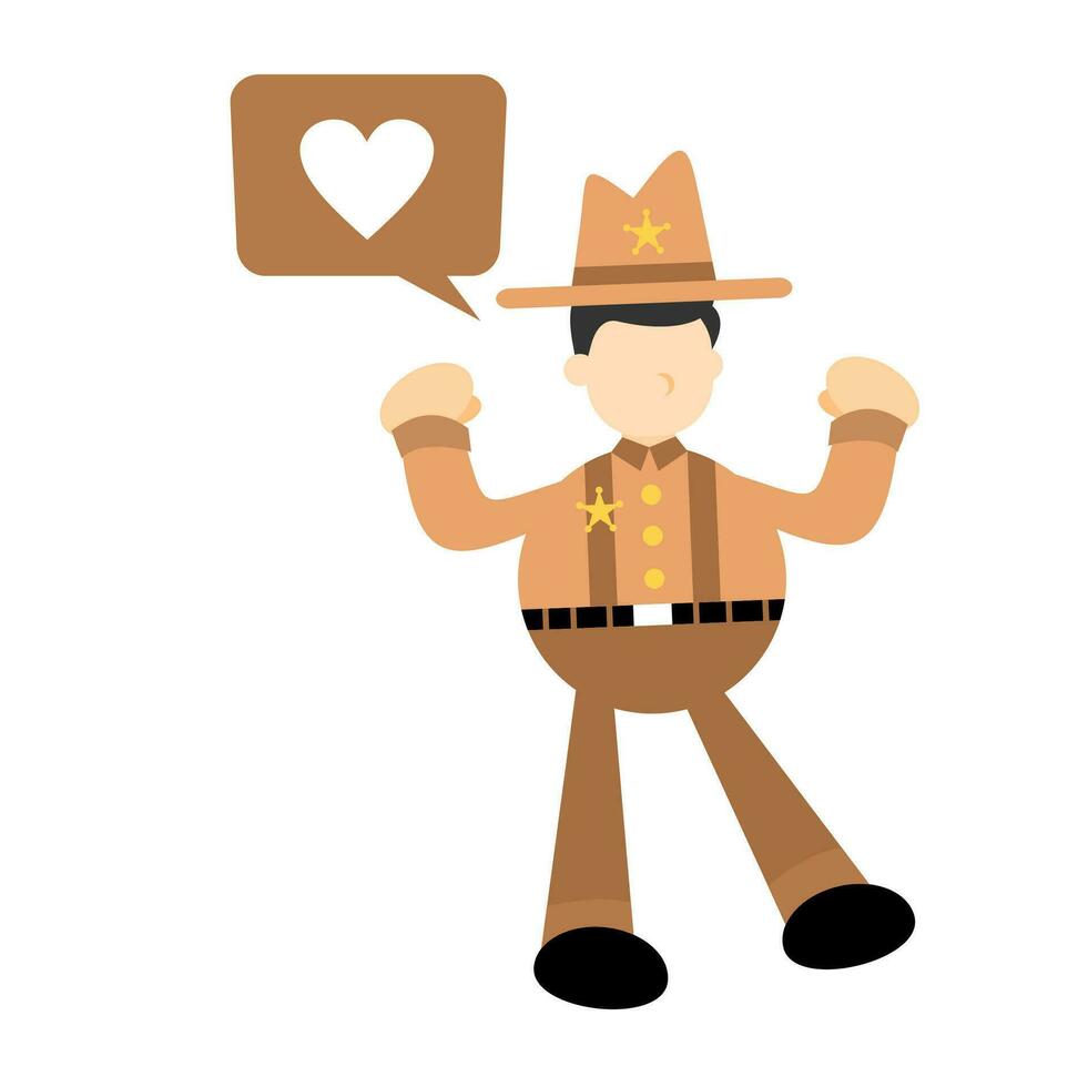 Cowboy Amerika Menschen Mann Geschenk Liebe Herz Karikatur Gekritzel eben Design Stil Vektor Illustration