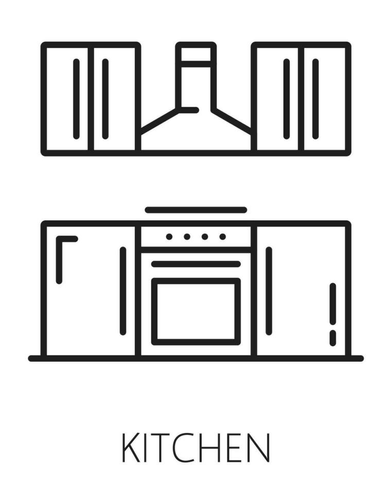 Haus Küche echt Nachlass dünn Linie Symbol oder Zeichen vektor