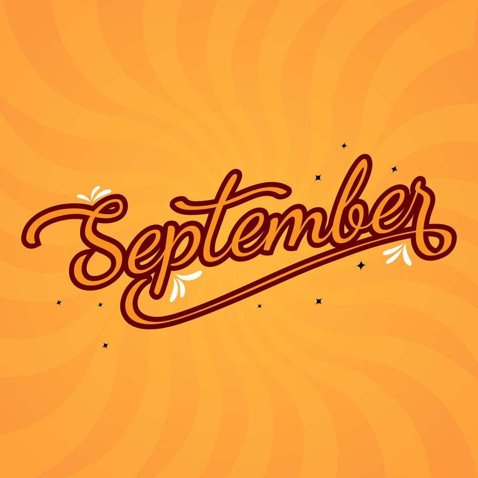 Typografie September Herbstfarbe Sunburst Hintergrund vektor