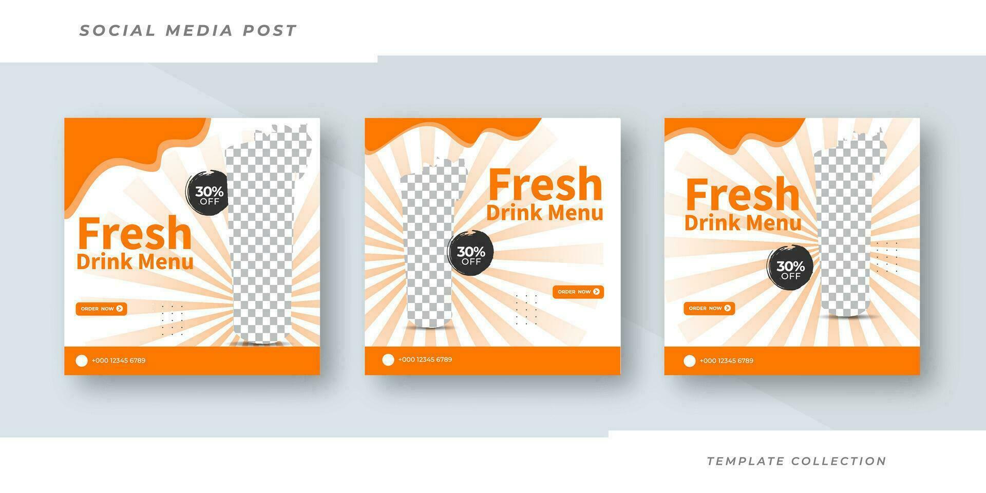 frisch trinken Speisekarte minimal Platz Hintergrund Vorlage mit geometrisch Formen zum Sozial Medien Post, Profi Vektor