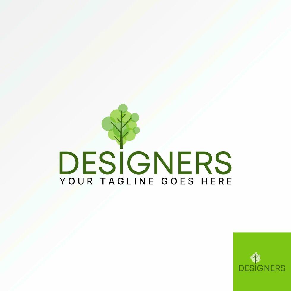 Logo Design Grafik Konzept kreativ Prämie abstrakt Lager Vektor einzigartig Wort Designer oder ich Schriftart mit einfach Baum. verbunden zu Monogramm Grün Natur