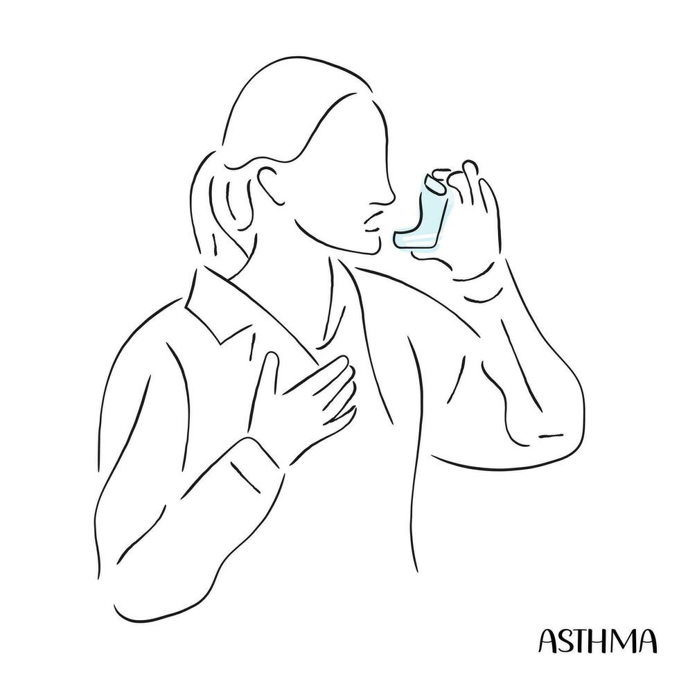 Linie Kunst Vektor von Asthma Bewusstsein.