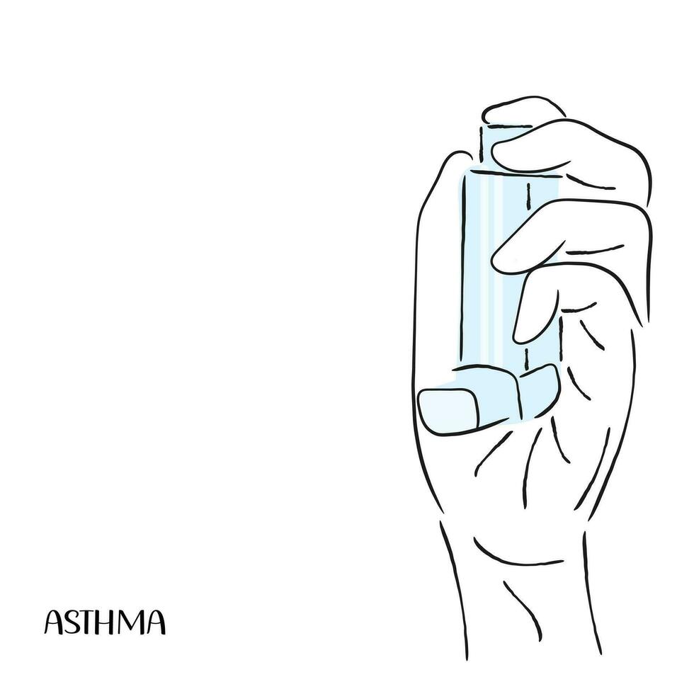 Linie Kunst Vektor von Asthma Bewusstsein.