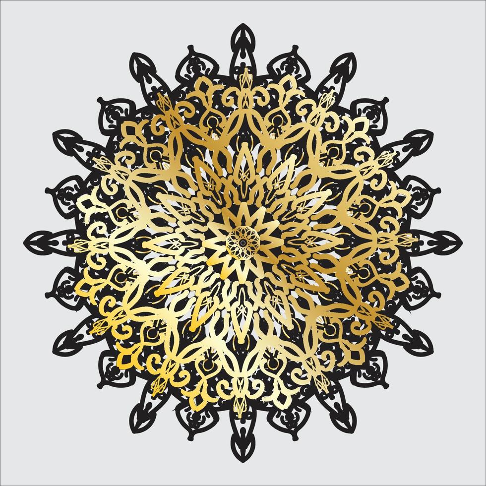 schwarz-goldene Mandala-Blume vektor