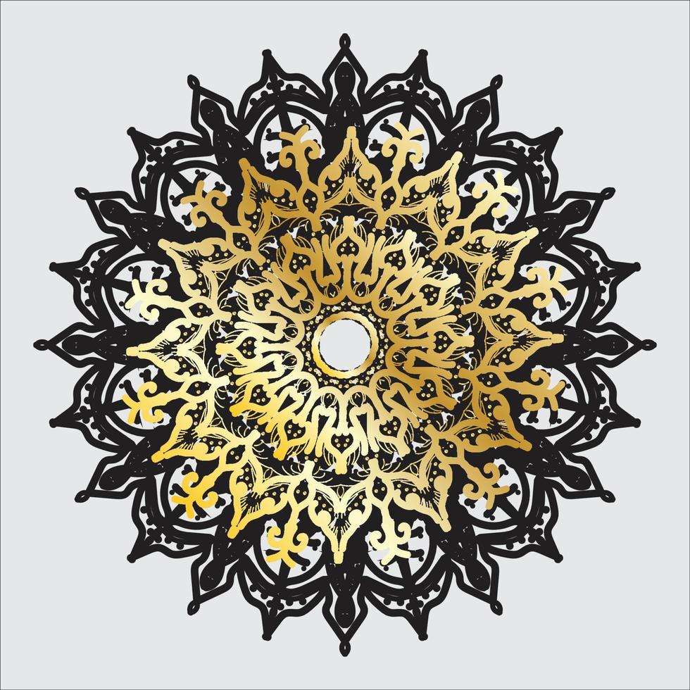 schwarz-goldene Mandala-Blume vektor