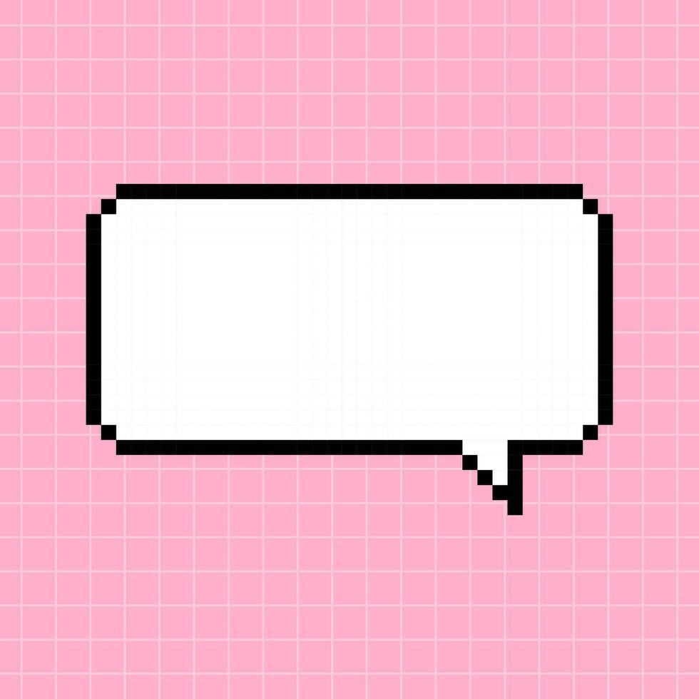 rechteckig horizontal süß horizontal Rahmen im das gestalten von ein pixelig Dialog Box auf ein Rosa kariert Hintergrund. Vektor minimalistisch Element im 8 Bit retro Spielen Stil, Blase.