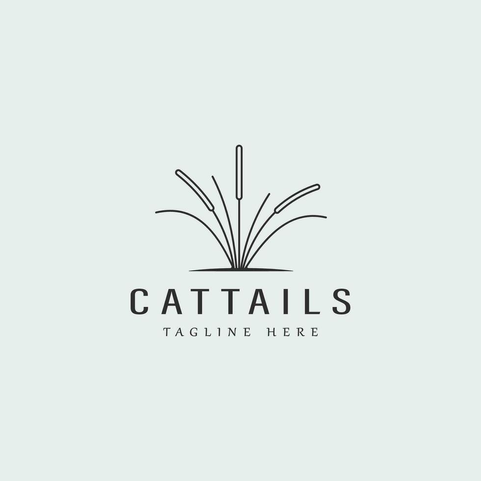 cattails linje konst logotyp vektor illustration mall grafisk design