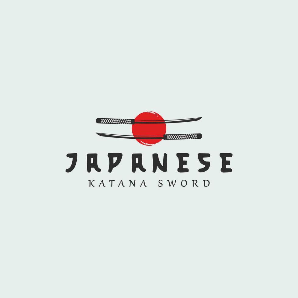 japanisch Schwert Logo Jahrgang Vektor Illustration Konzept Vorlage Symbol Design