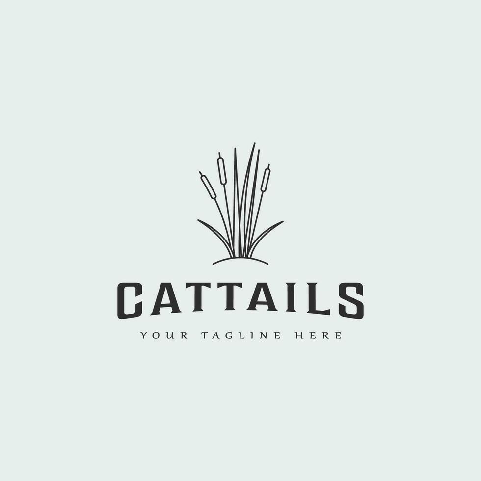 cattails linje konst logotyp vektor illustration mall grafisk design
