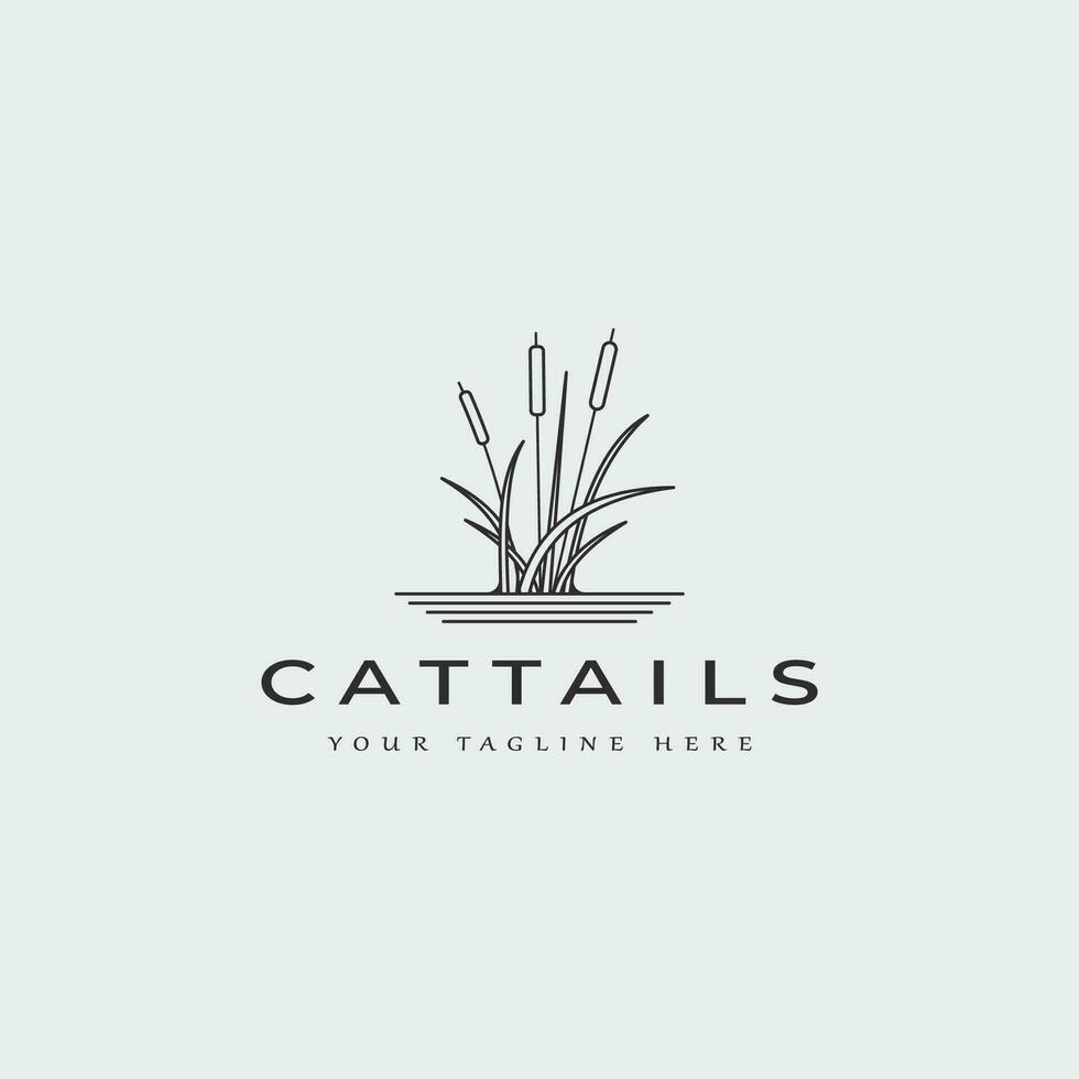 cattails linje konst logotyp vektor illustration mall grafisk design