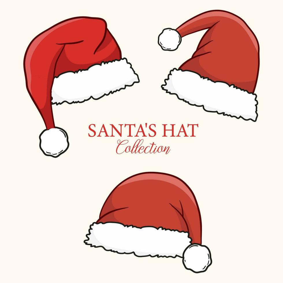 santa claus hatt samling. jul hatt illustration samling vektor