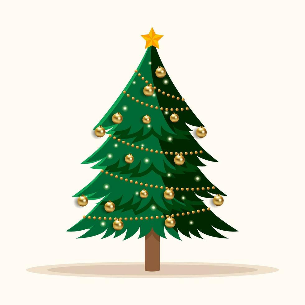 jul träd dekorerad med jul boll på vit bakgrund vektor