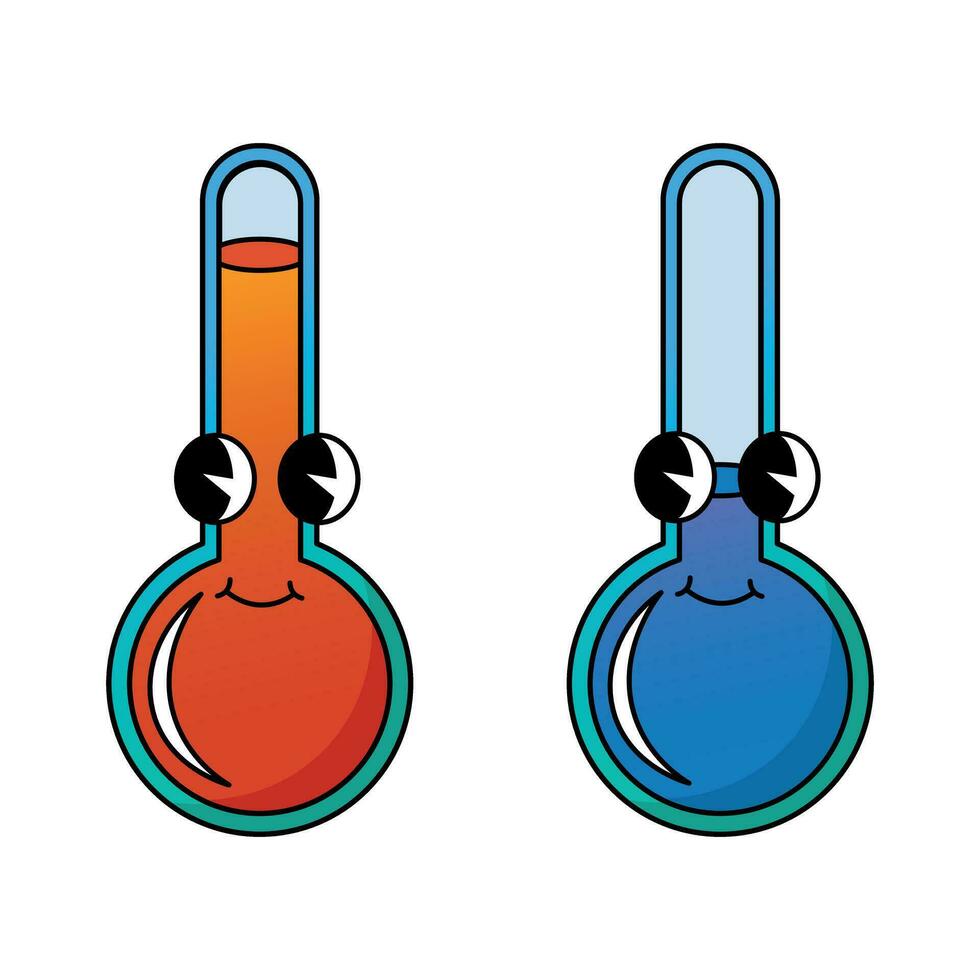 komisch groovig retro Clip Kunst von heiß und kalt Temperatur Thermometer vektor