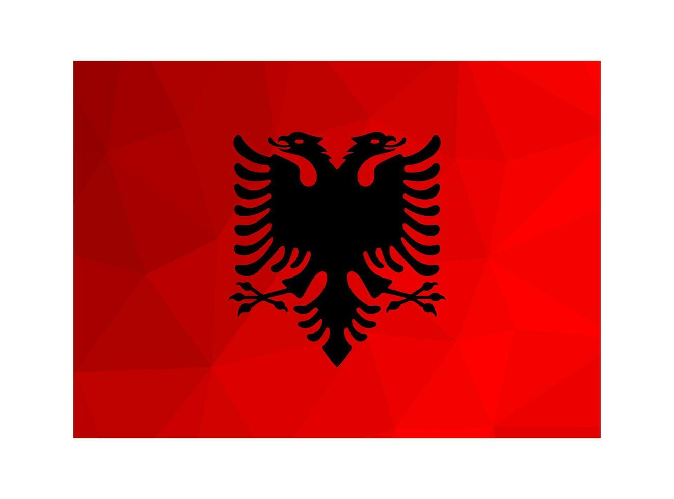 Vektor isoliert Illustration. National albanisch Flagge mit rot Hintergrund, schwarz doppelt geleitet Adler. offiziell Symbol von Albanien. kreativ Design im niedrig poly Stil mit dreieckig Formen