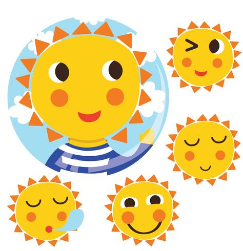 Gullig Sun Clipart Vector Pack