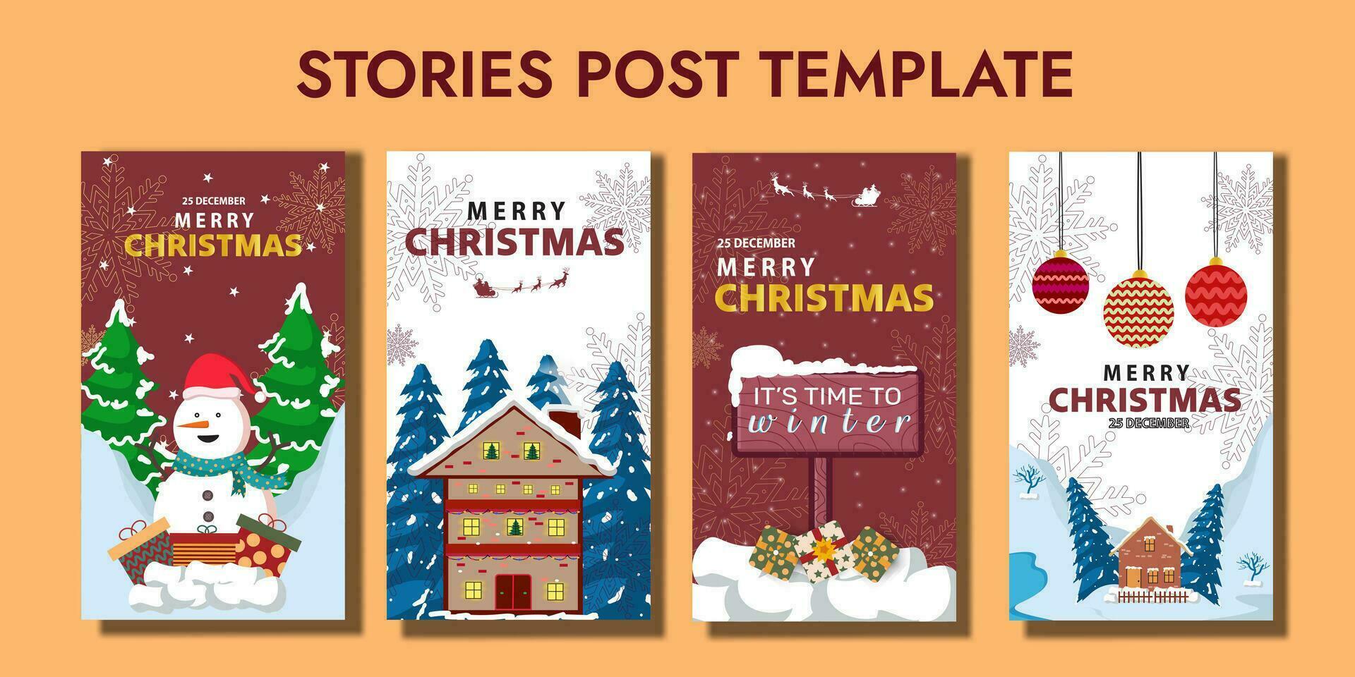 berättelser samling för jul redigerbar mall, hälsning kort berättelser mall, porträtt jul bakgrund, redigerbar jul porträtt hälsning kort vektor