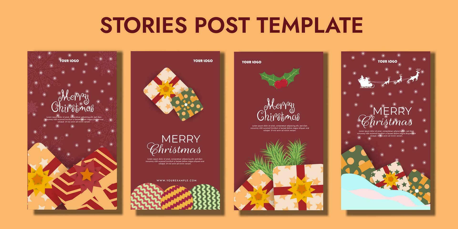 berättelser samling för jul redigerbar mall, hälsning kort berättelser mall, porträtt jul bakgrund, redigerbar jul porträtt hälsning kort vektor