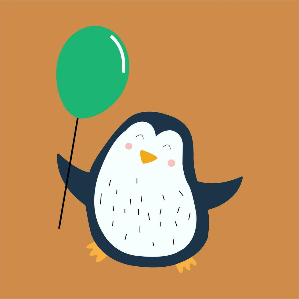 pingvin , baloon , grön vektor