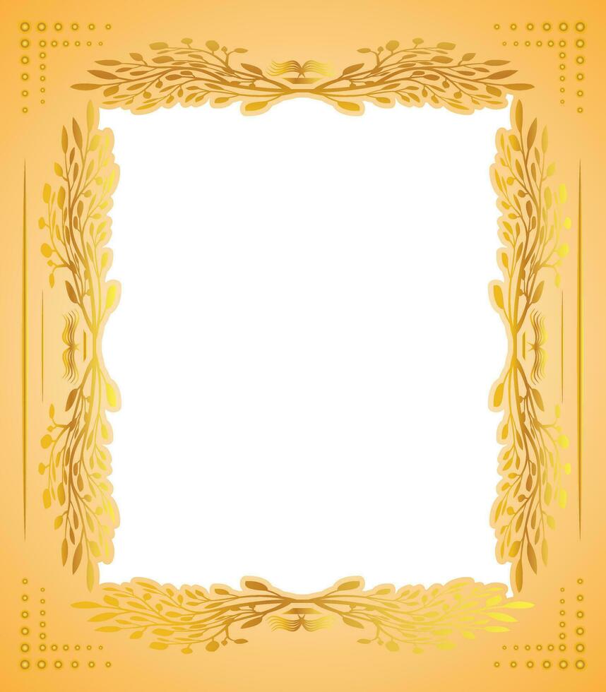 golden Rahmen mit Blätter Vektor, golden Blumen- Rahmen mit Platz zum Ihre Text. Vektor Illustration