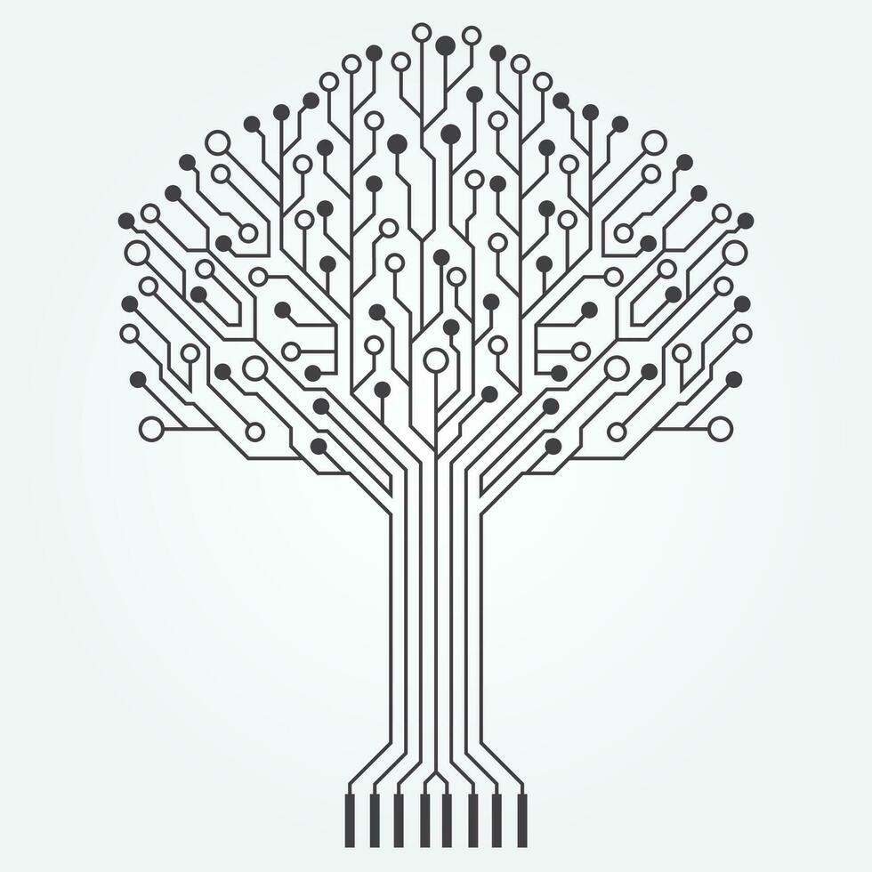 Schaltkreis Technologie Baum auf Weiß Hintergrund. Computer Ingenieurwesen Hardware- System. vektor