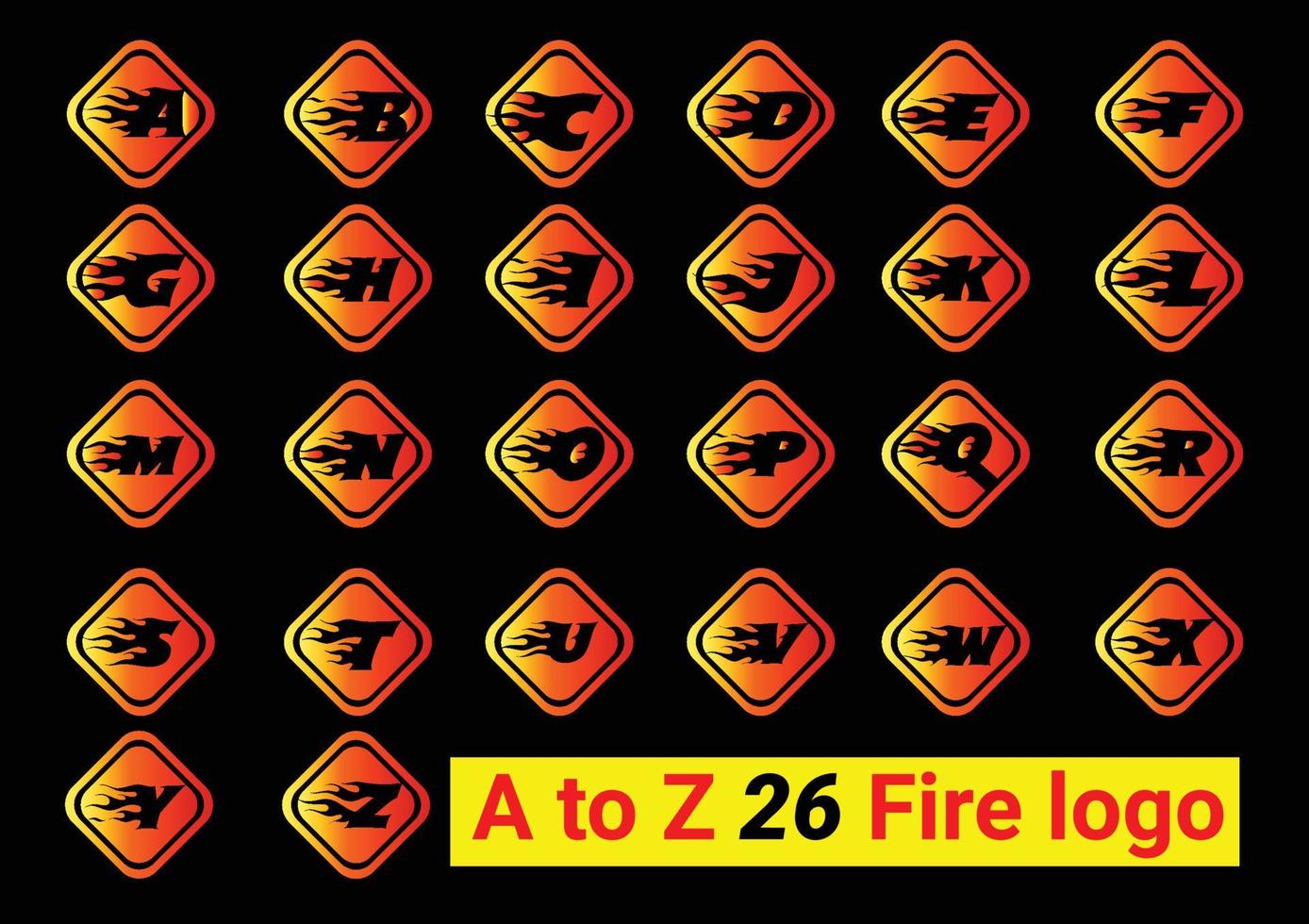 Feuer A bis Z Buchstabenlogo und Symbol vektor