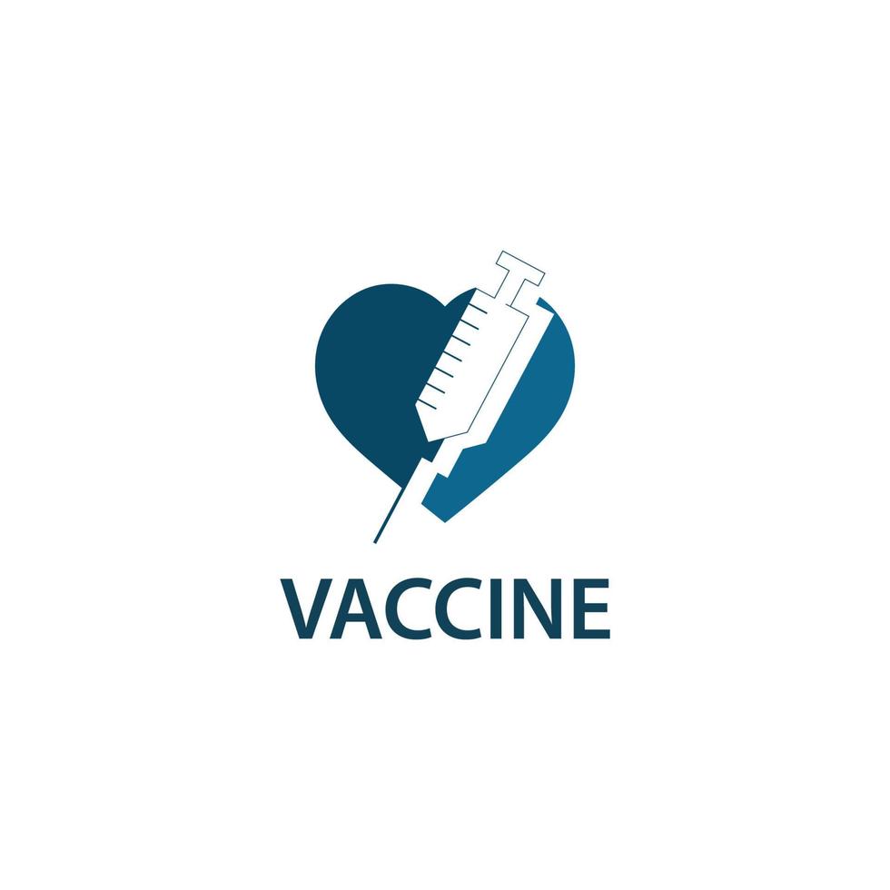 vaccininjektion i kärlek logotyp design vektor illustration hälsa