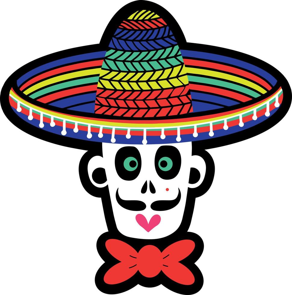 manskalle i en sombrero -hatt. design av halloweenfirandet vektor